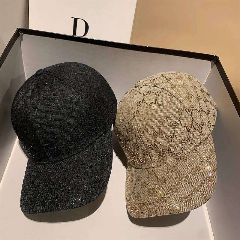 Rhinestone Letter Baseball Cap for Women & Men, Luxury Designer Snapback Cap, Sport Visor Sun Hat Z260226