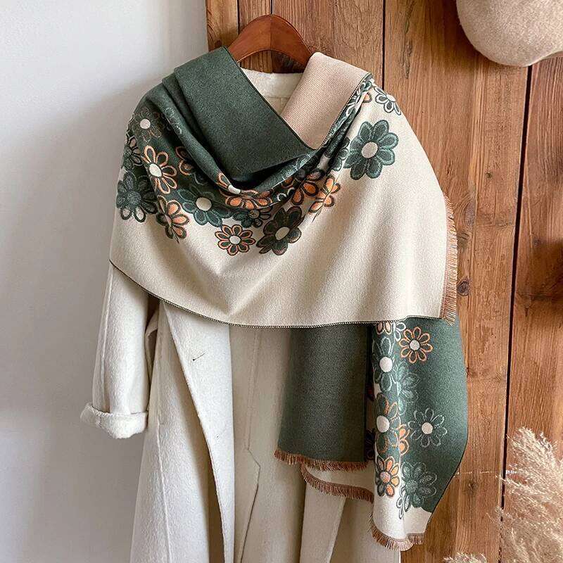 2025 Luxury Winter Cashmere Scarf Women Design Warm Pashmina Blanket Poncho Scarves Female Flower Shawl Thick Foulard Bufanda Z260226