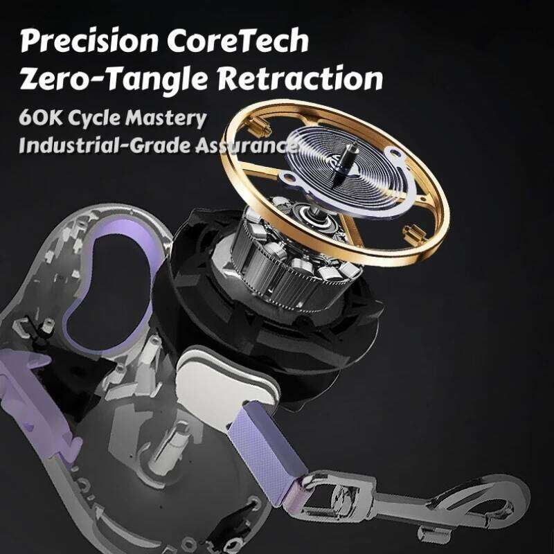 LED-Illuminated Retractable Dog Leash with One-Touch Lock Anti-Tangle, Comfort-Grip for Nighttime Safety & Hands-Free Control