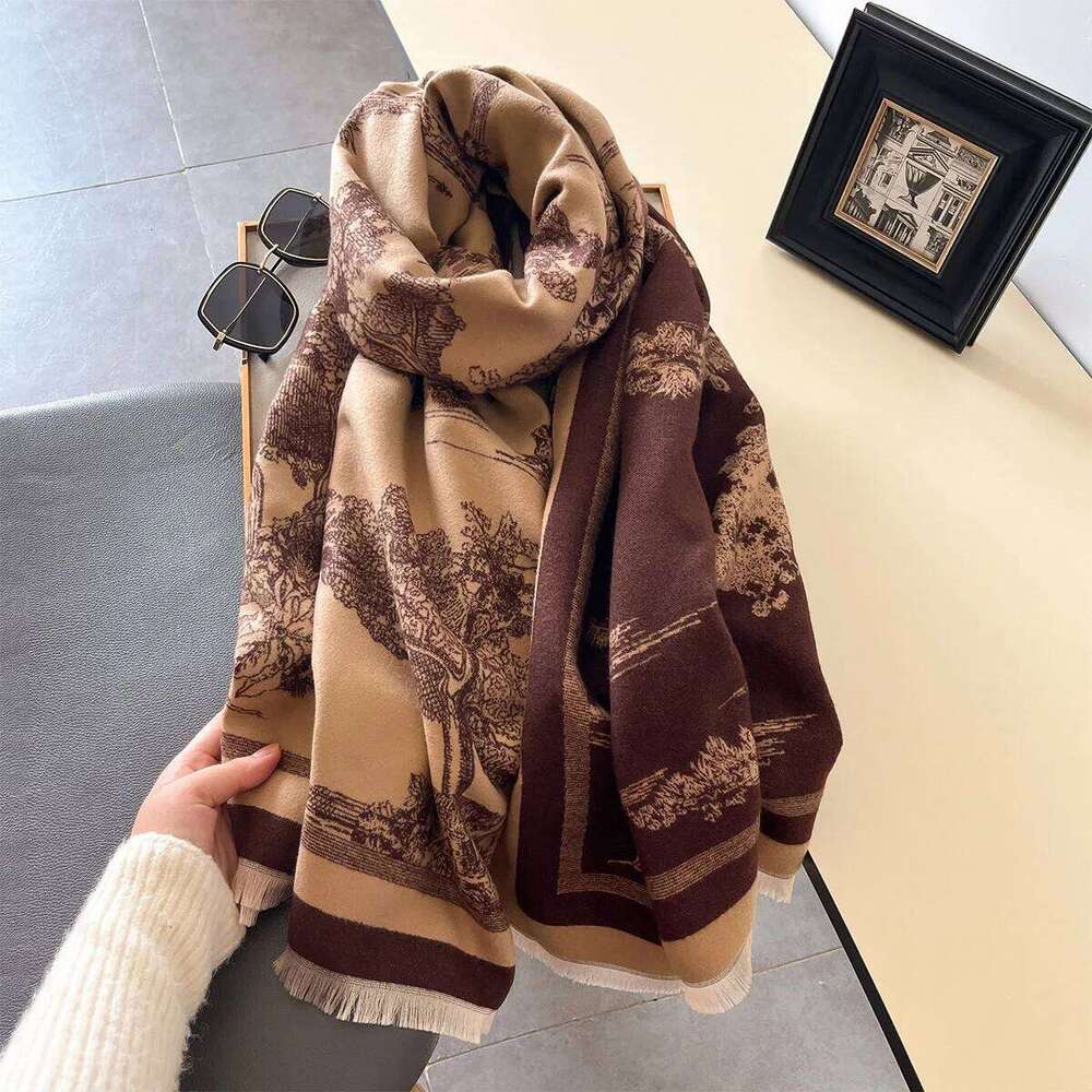 New Luxury Women Two-Sided Print Soft Warm Pashmina Fashion Shawl Winter Scarves Coldproof Windproof Blanket Scarf Echarpe Z260226