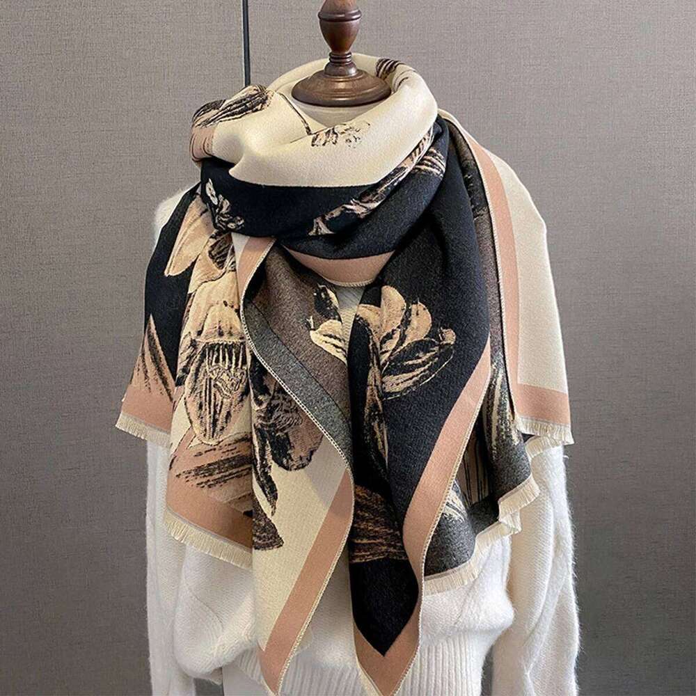 VISROVER Luxury Brand Woman Fashion Female Shawls Cashmere Handfeeling Wraps Flower Weave Winter Hijab Scarf Z260226