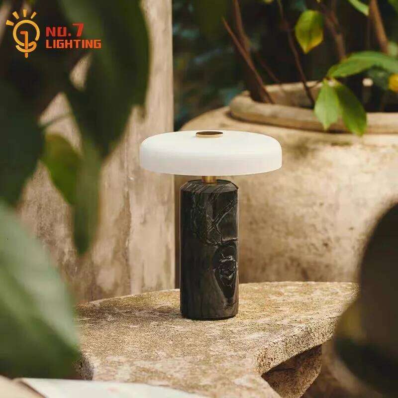 Danish Portable Charging Table Lamp with Touch Switch Atmosphere LED Marble Desk Lights Living Room Bedroom Bedside Study Cafe Z260227