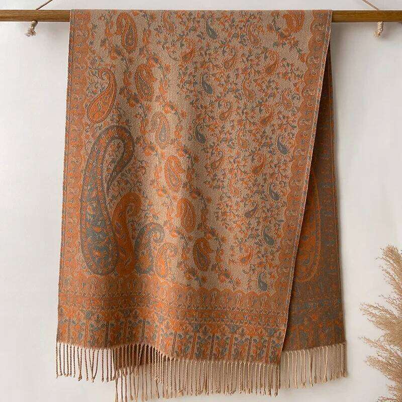 Winter Warm Cashmere Women Paisley Jacquard Scarf Travel Bohemia Style Thicken Tassel Shawl Hijab Wrap Pashmina Floral Z260226