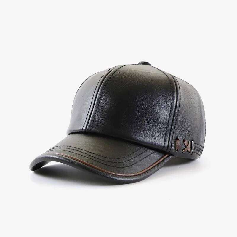 2024 Adjustable Men's Genuine Baseball Cap for Fall Winter Outdoor Sports Hat Men Real Cowhide Leather Caps Z260226