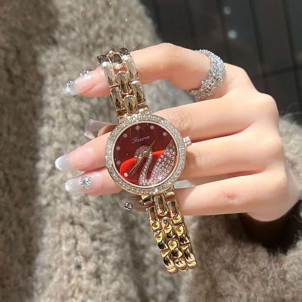 New Model Of Starry Sky Watch, Niche Light Luxury With A High-End Feel, Diamond-Encrusted Swan-Style Bracelet, Women's Quartz Wristwatch