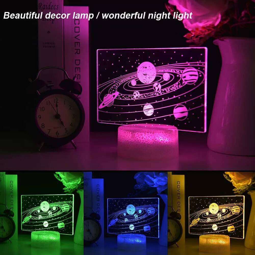 Solar System Nine Planets Lava Decor Night Light Space Universe 3D LED RGB Bedroom Sleeping Side Table Lamp For Birthday Gift Z260227