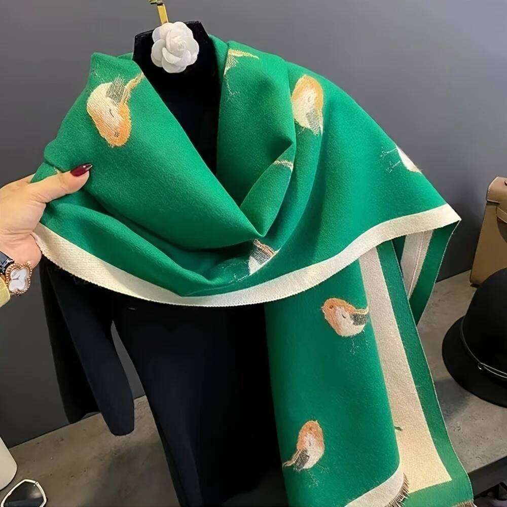 A women's new scarf, bird pattern shawl, versatile autumn and winter premium thickened scarf. Z260226