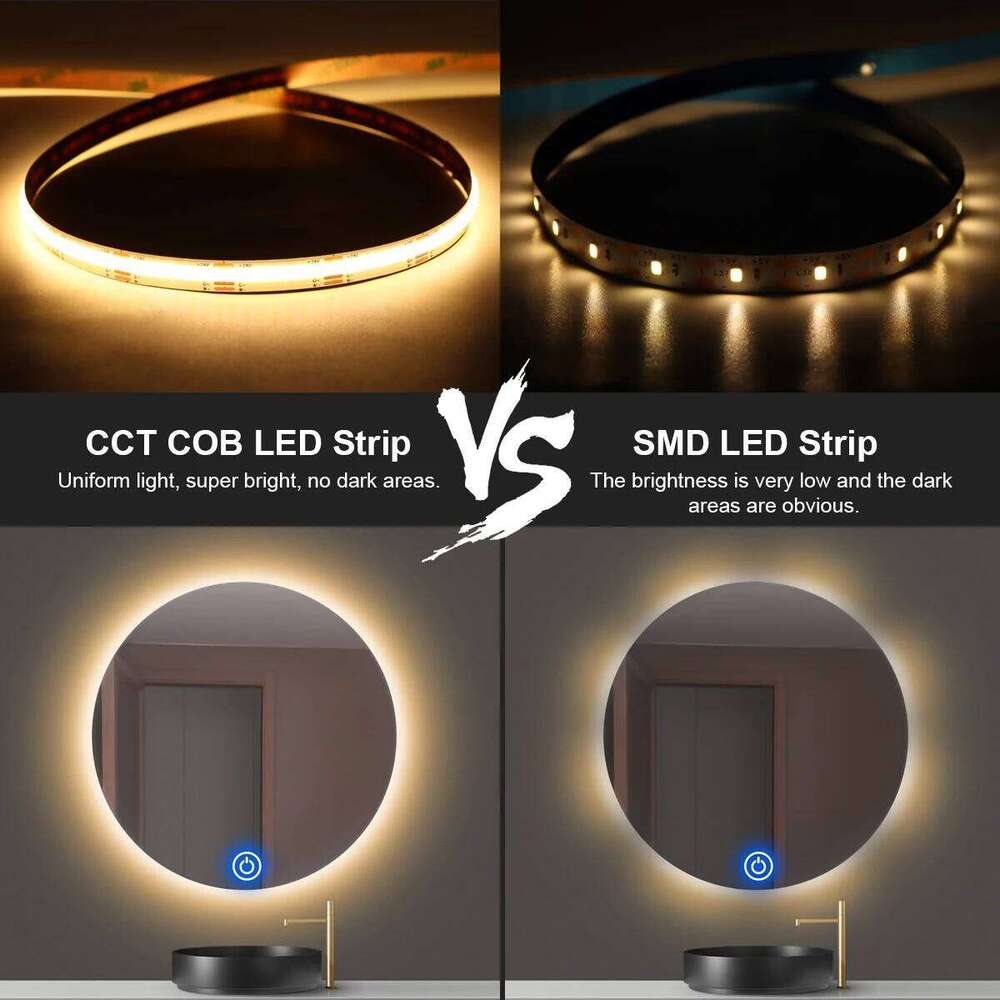 24V CCT COB LED Strip Light Mirror Touch Sensor Dimmer Switch 608 LEDs High Density Flexible FOB 2700K to 6000K Linear Dimmble Z260226