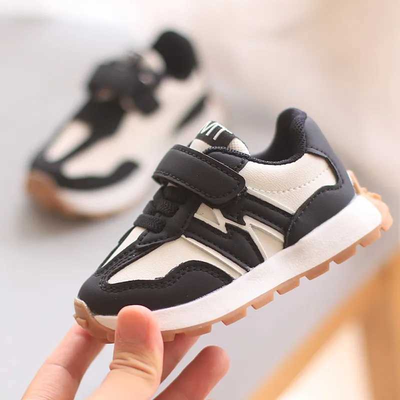 Children Fashion Sneakers Spring Autumn Boys Girls Leather Antiskid Color Blocking Velcro Casual Soft Soled ShoesT260227