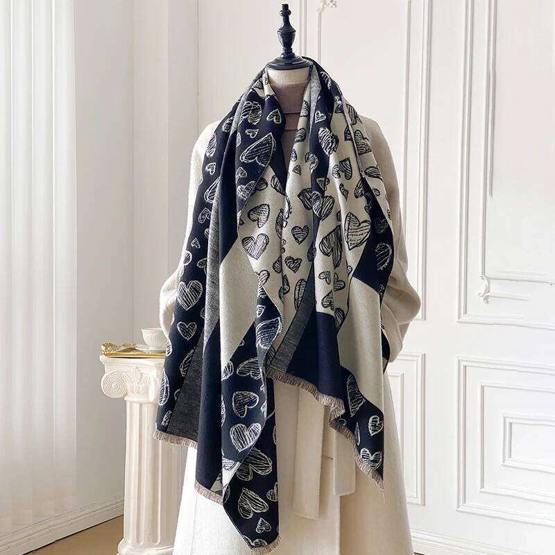 2025 New Luxury Brand Women Two-Sided Print Soft Warm Pashmina Love Shawl Winter Outdoor Coldproof Windproof Blanket Scarf Z260226