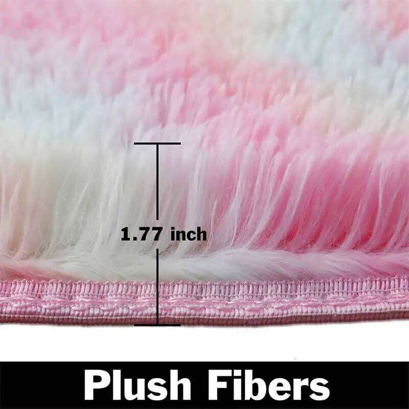 60/80/100/120/140/160 Round Rug Rainbow Fluffy Soft Area Rugs for Kids Girls Room Plush Shag Carpet Cute Circle Bedroom Decor H260227 - view 4