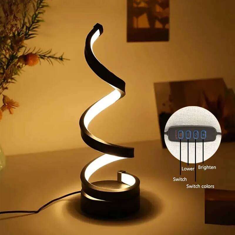 Modern Minimalist Spiral desk Lamp Wire Controlled Three Color LED Ambient Light For Bar Cafe Bedroom Living Room Lighting Z260227
