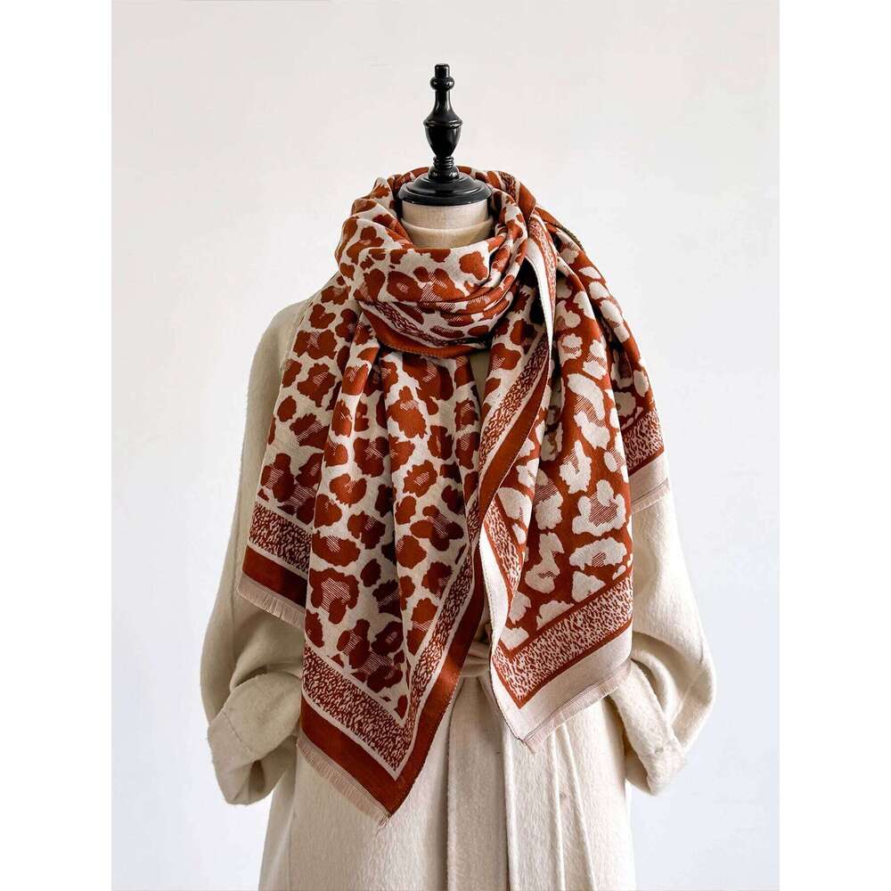 Winter Elegance Thick Faux Pashmina Scarf Women Two-Sided Warm Soft Shawl Wrap Feminine Patterned Blanket for Cold Weather Z260226