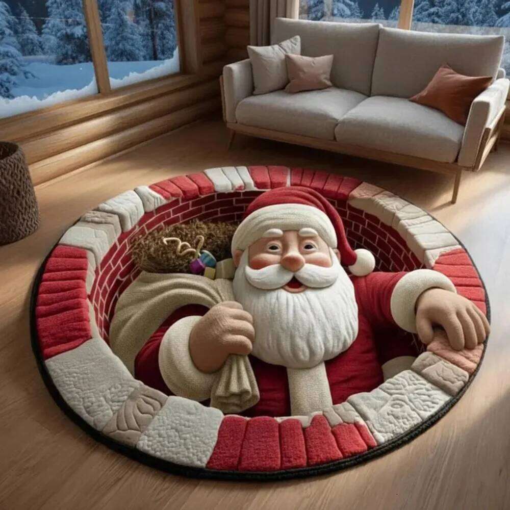 Printed Welcome Indoor Santa Claus Christmas Rug Door Mat Winter Home Decor Living Room Decoration H260226