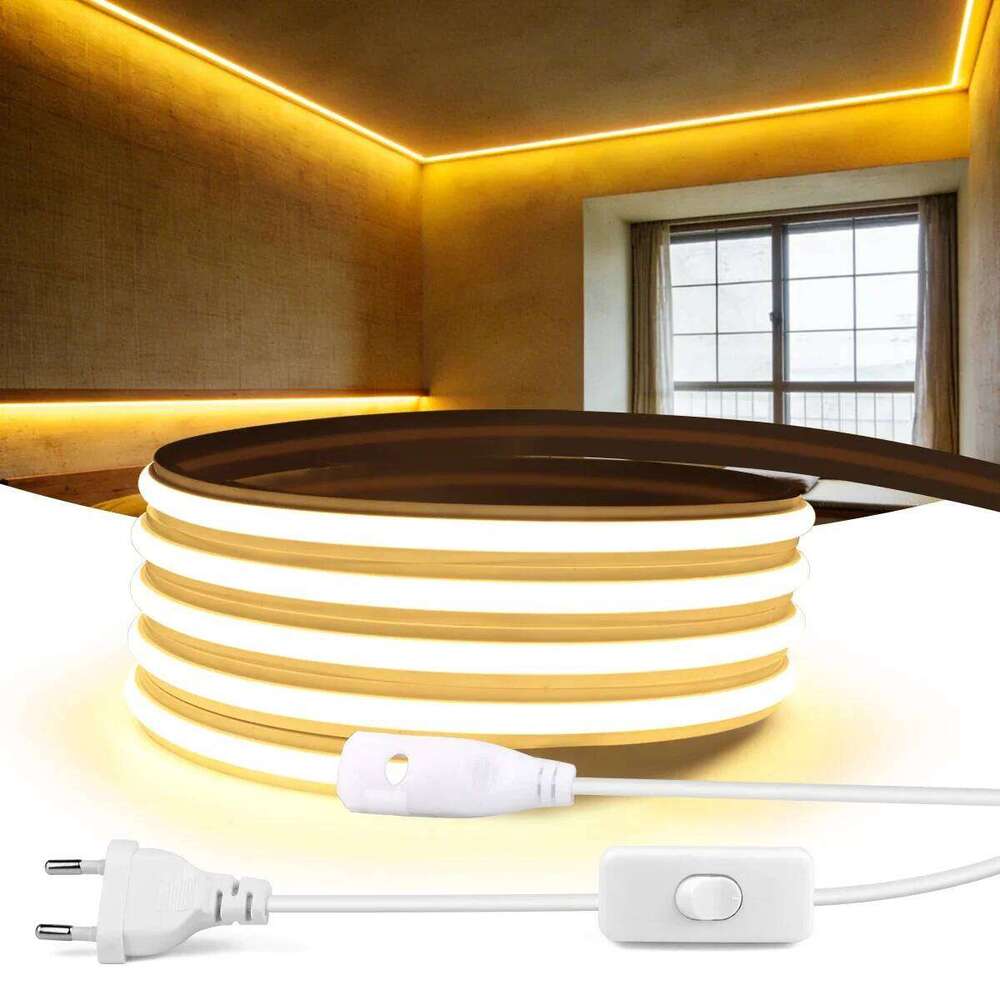 Premium Silicone Soft 220V Neon COB Strip Wall Light Fireproof Hight Brightness 280LEDS/M Indoor Ambinet Decor RA90 Cuttable Z260226