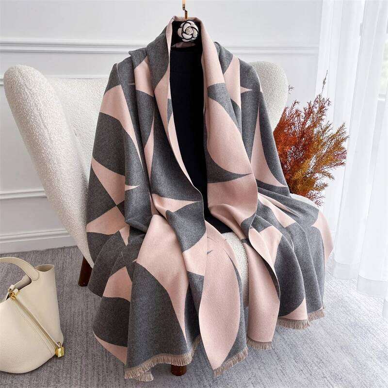Luxury Winter Scarf for Women Warm Pashmina Shawl Thick Floral Cashmere Blanket Chunky Stoles Lady Elegant Poncho Travel Bufanda Z260226