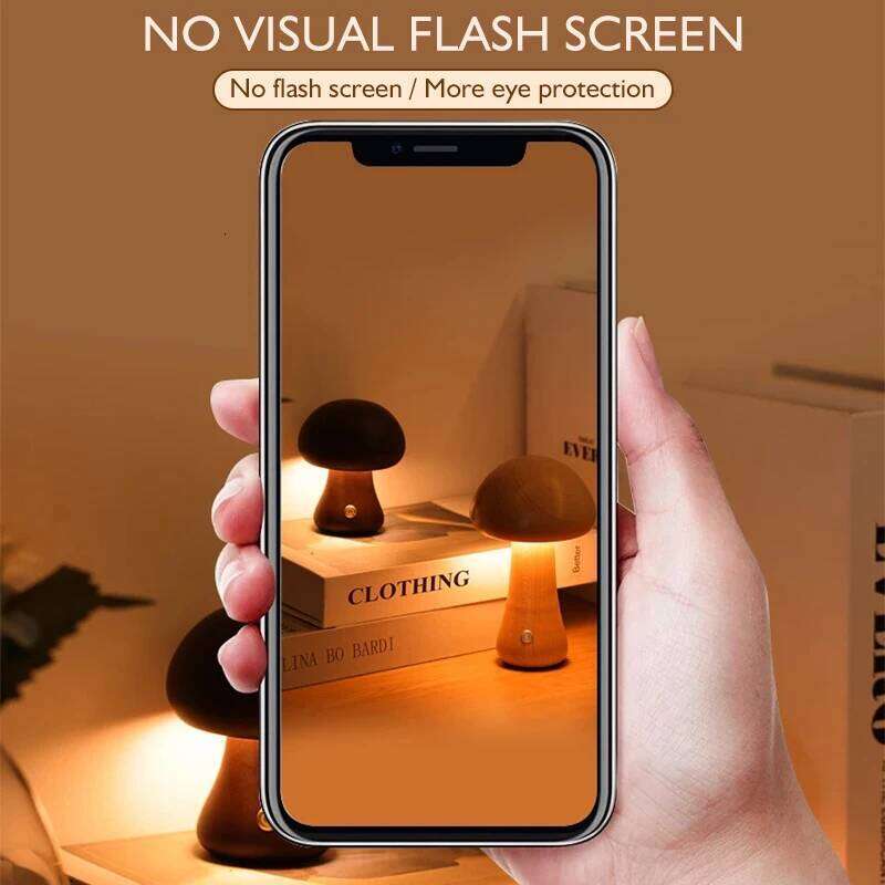 Lamp, Rechargeable Touch Control Mushroom Night Light, Portable Dimmable Wooden Lamp for Kids Room, Bedroom Z260227