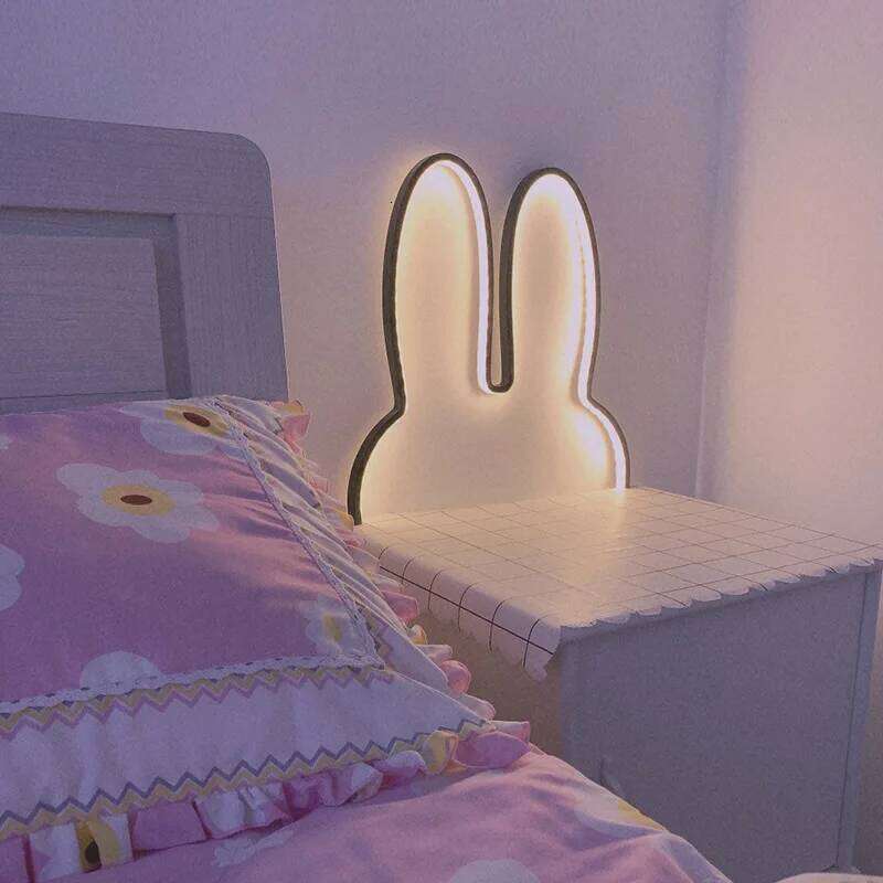 Rabbit Lights USB Powered Cute Animal LED Night Kids Baby Beside Table Lamp Bedroom Nightlight Holiday Gifts Z260227
