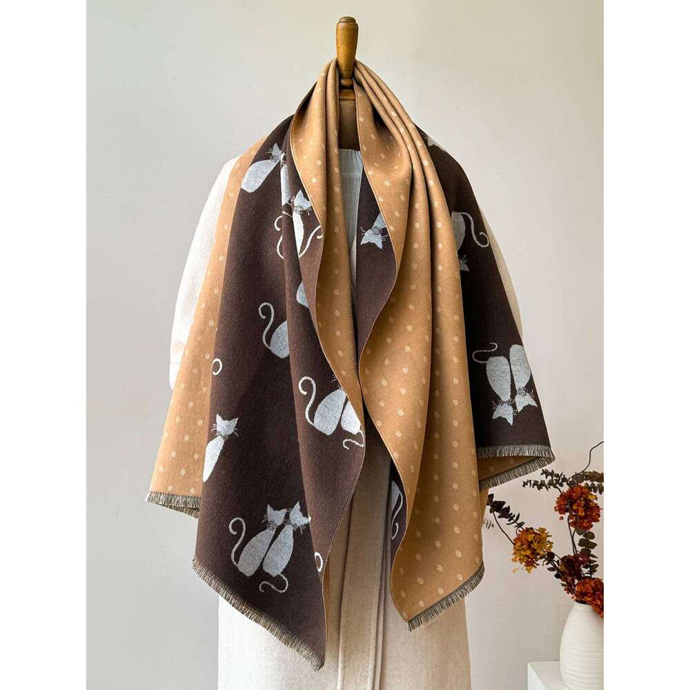 Women's Autumn Winter Warm Faux Cashmere Scarf Jacquard Shawl Wrap Cozy Blanket Neck Protection Z260226