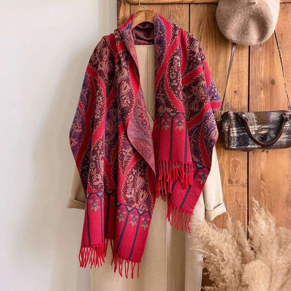 Luxury Bohemian Pashmina Scarf for Ladies Spring Summer Jacquard Flower Pattern Muslim Hijab Shawl Z260226