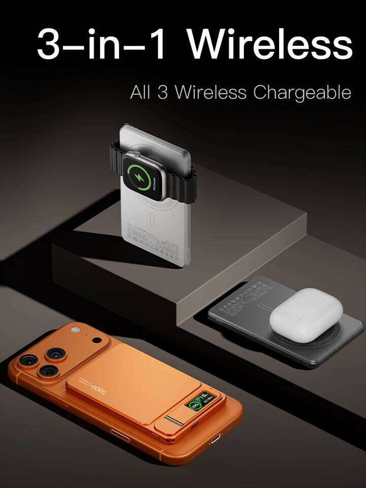 3-In-1 TFT Screen 10000Mah Wireless Magnetic PowerBank Fast Charger Portable External Battery For iPhone 17 PowerBak H260227