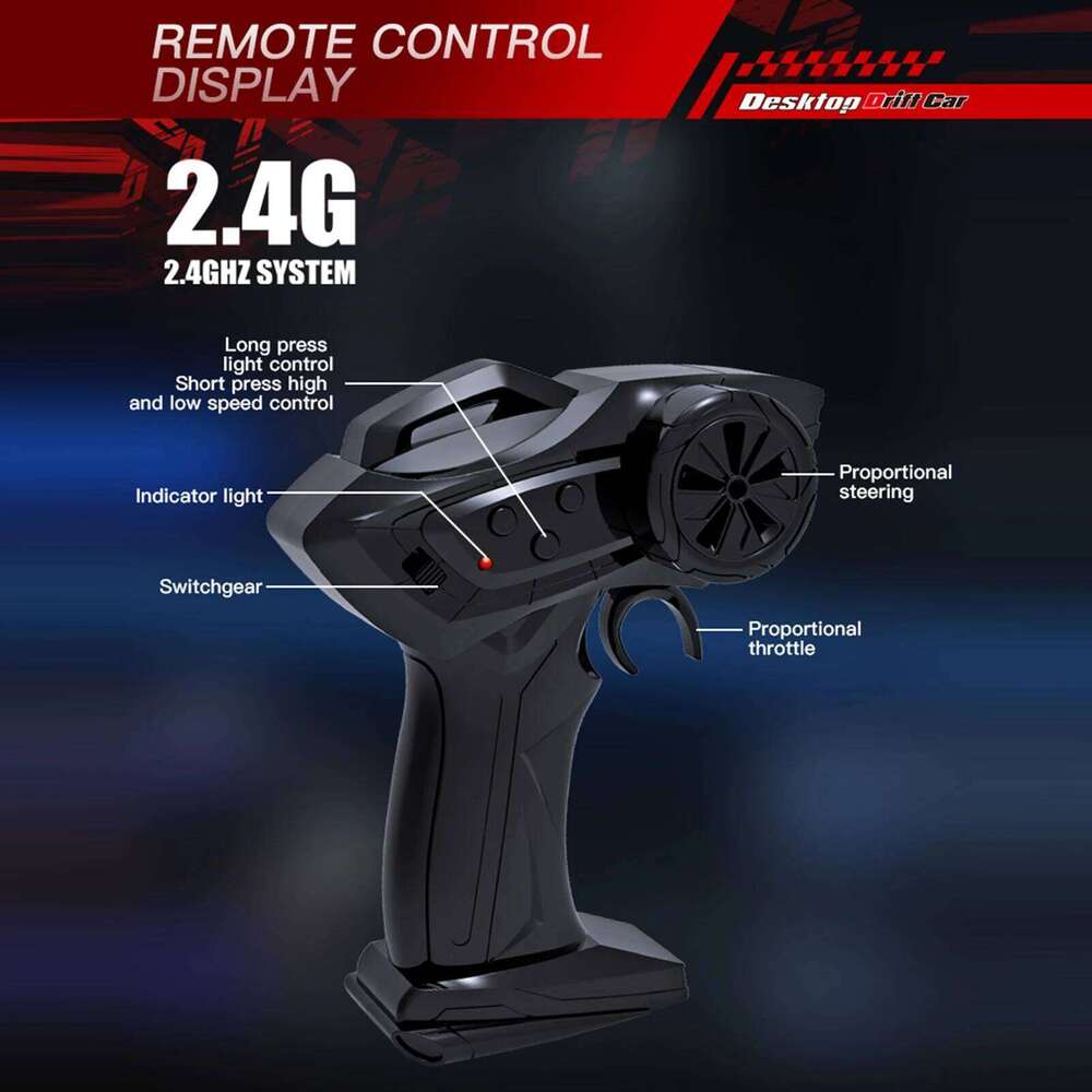 2.4GHz 4WD Remote Control Drift Car - Mini Model with LED Lights & Full Proportional Control, Racing Sport Toy for Kids H260227