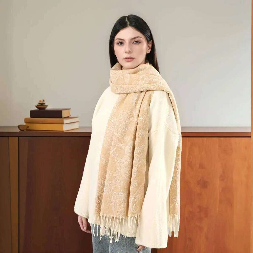 Autumn New Hot-selling Imitation Cashmere Cashew Fringed Scarf Women's Versatile Fashion Thickened Outer Warm Office Shawl Z260226