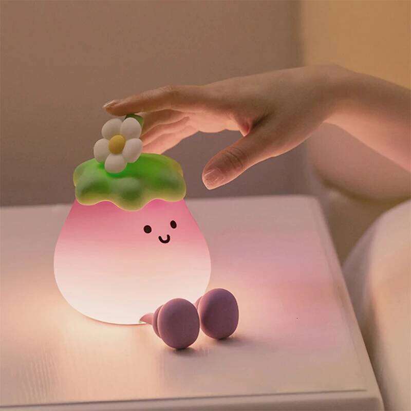 LED Cute Light Dimmable Nursery Eggplant Lamps Super Squishy Silicone USB Rechargeable Touch Control Night Lamp Z260227