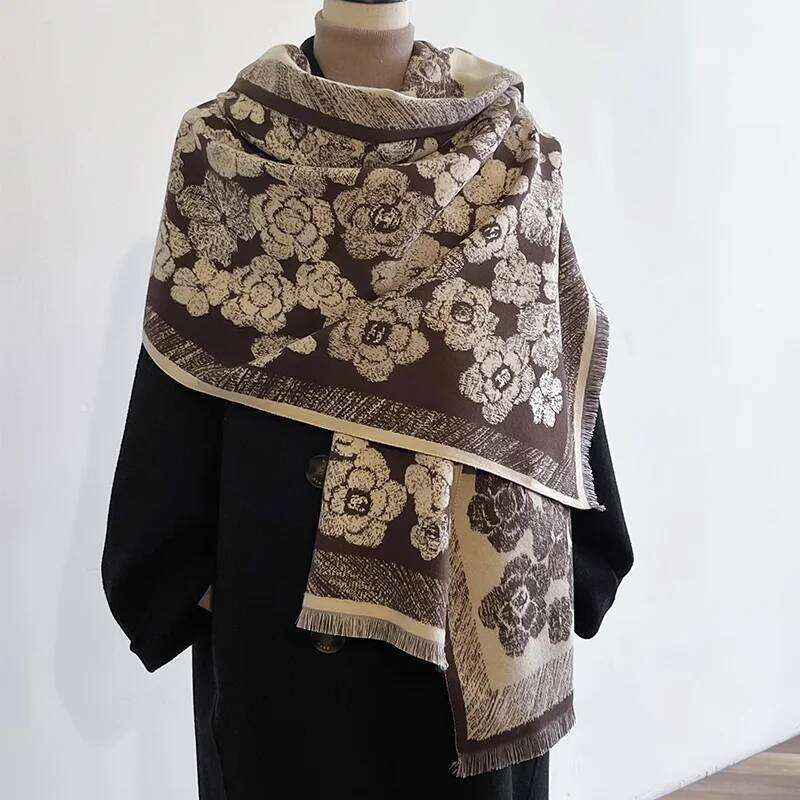 Luxury Brand Two-Sided Jacquard pashmina Cashmere Soft Warm Fringe Pashmina Shawl Winter Coldproof Windproof Blanket Scarf Z260226