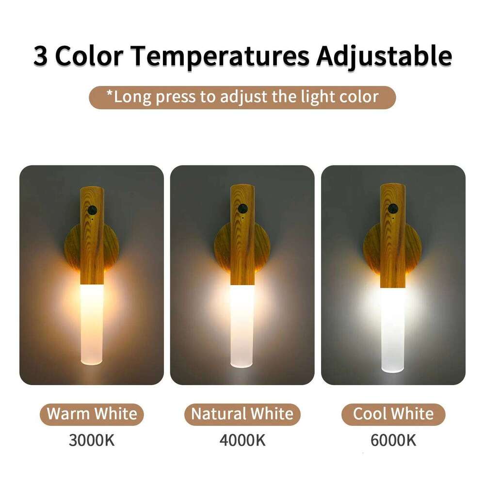 Intelligent Motion Sensor USB Rechargeable Wooden Magnetic LED Lamp Human Induction Cabinet Wardrobe Lighting Night Light Z260227