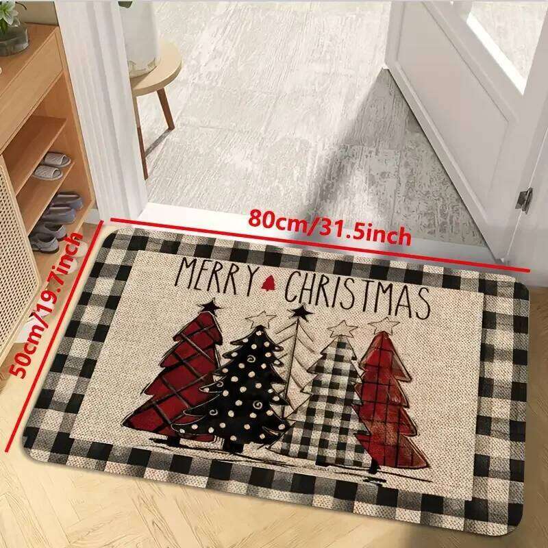 VIKAMA Christmas Tree Theme Rug, Soft Non-Slip Home Decor, Entrance Hall Doormat, Kitchen Two-Piece Set, Bathroom Foot Mat H260226