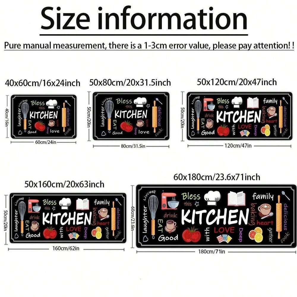 VIKAMA 1/2 pcs Printed Durable and Wear-Resistant, Kitchen Floor Mat, Laundry Room Carpet, Home Decor H260226