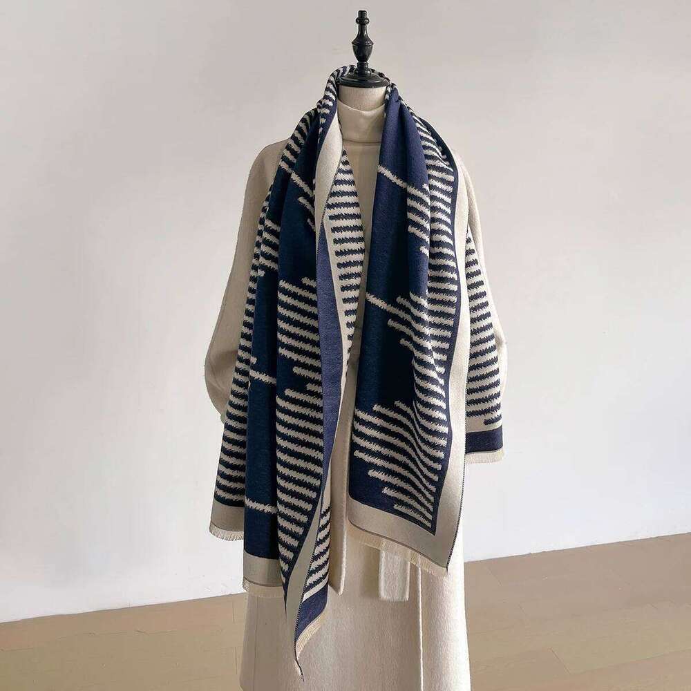 Autumn New Niche Striped Women's Winter Cold and Warm Student Scarf Air Conditioner Shawl Outside Z260226
