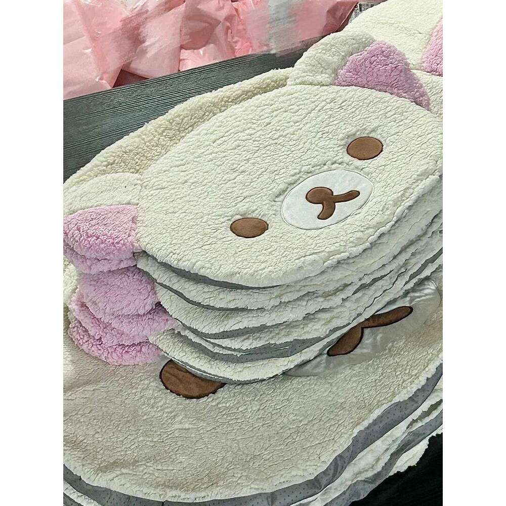 Cartoon Rilakkumas Plush Kawaii Korilakkuma Bear Soft Floor Mat Bedroom Chair Bedside Lounge Rug Bathroom Doormat Home Decor H260226