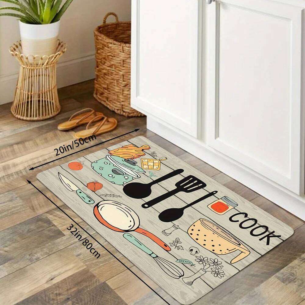 VIKAMA 1PC knife and fork theme Kitchen door Home decor floor mat washable dirt resistant non-slip carpet H260226