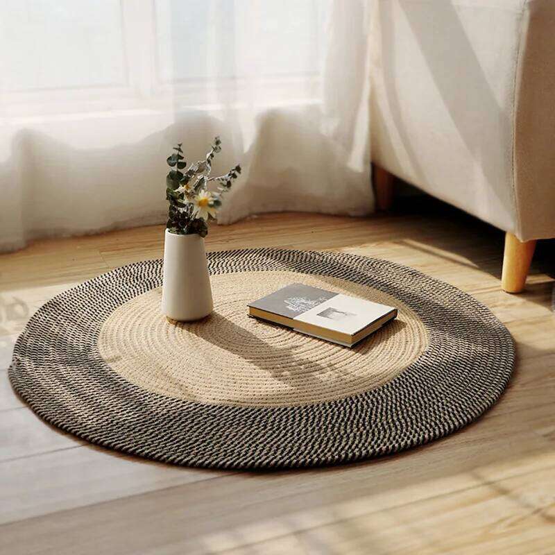 Boho Handmade Woven Cotton Round Area Rug 3 Ft Circle Rugs Non Slip Doormat Floor Carpet for Bedroom Living Room Entryway H260226