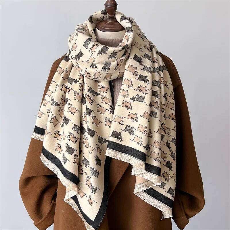 Luxury Cashmere Animal Scarf Winter Women Pashmina Shawls Warm Blanket Wraps Female Foulard Bandana Brand Thick Scarves Hijab Z260226