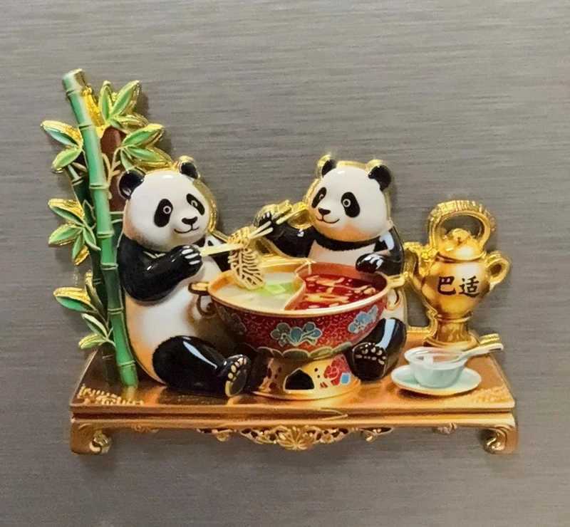 Chengdu Panda Fridge Magnets 3D Metal Relief China Tourism SouvenirsT260227