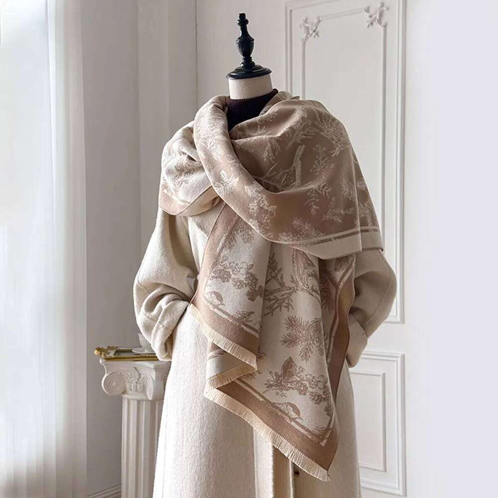 New Two-Sided Magpie Print Scarf for Women Warmer Winter Cashmere Pashmina Scarves Shawls Female Thick Blanket Wraps Foulard Z260226
