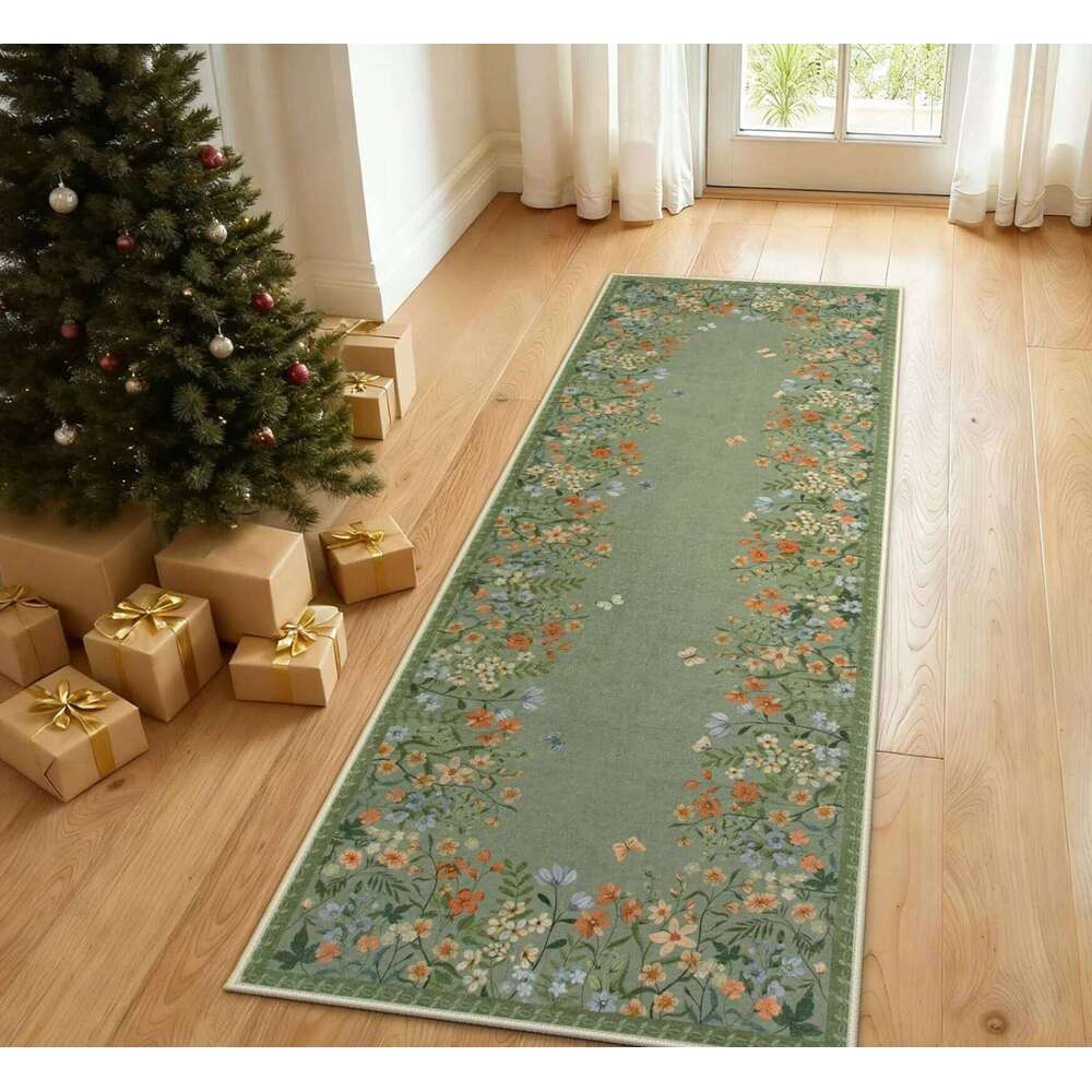 Non Slip Washable Floral Pattern Runner Rug Multi Color Flower Design Mat for Kitchen Hallway Corridor Home Decor Floor Carpet H260226