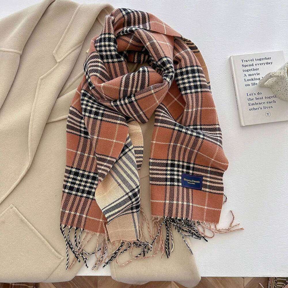 100 Color Autumn Winter Classic Plaid Scarf Women Cashmere Tassels Scarves Thickened Warm Shawl Windproof Pashmina Neckerchief Z260226