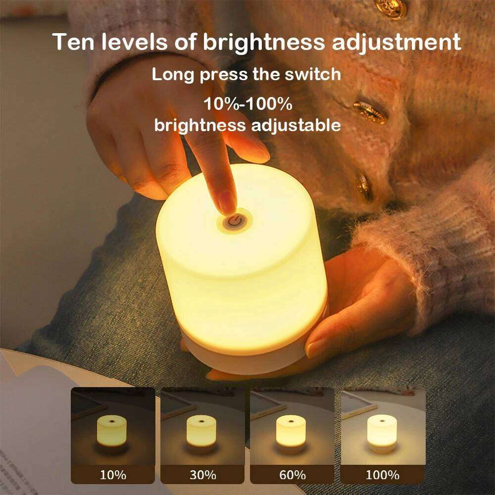 Touch Night Light Bedside Small USB Charging 3 Modes Dimming Table Bedroom Eye Protection For Kids Gift LED Book Lamp Z260227