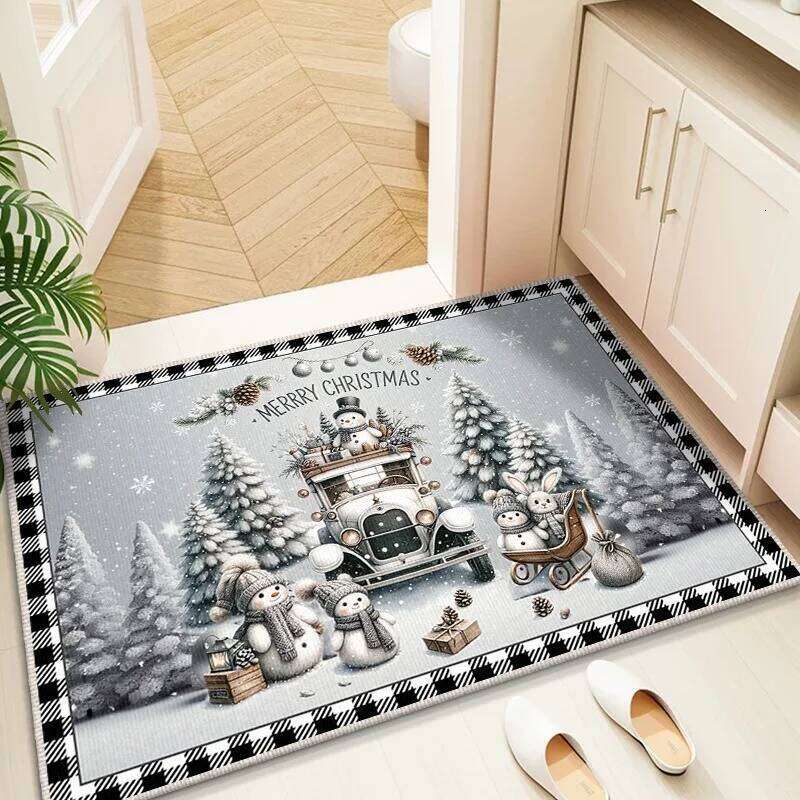 Christmas Snowman Pattern Absorbent Foot Dirt Resistant Floor Mat Indoor Rug for Bathroom Entrance H260227 - view 4