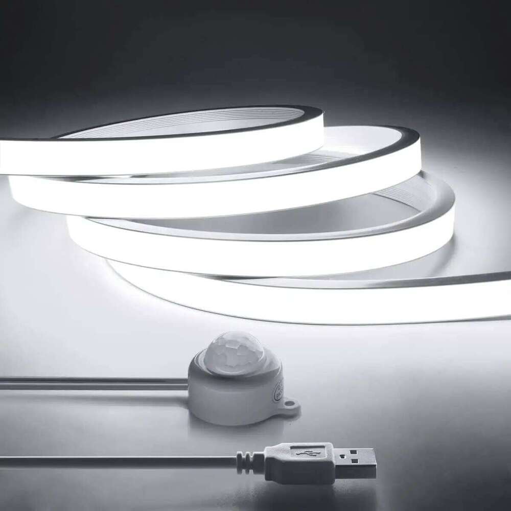 USB Motion Sensor COB LED Strip Neon Light DC 5V Auto ON/OFF 320leds/m Waterproof for Staircase Kitchen Bedside Night Lamp Decor Z260226