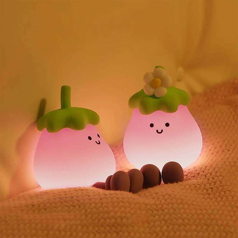 LED Cute Light Dimmable Nursery Eggplant Lamps Super Squishy Silicone USB Rechargeable Touch Control Night Lamp Z260227