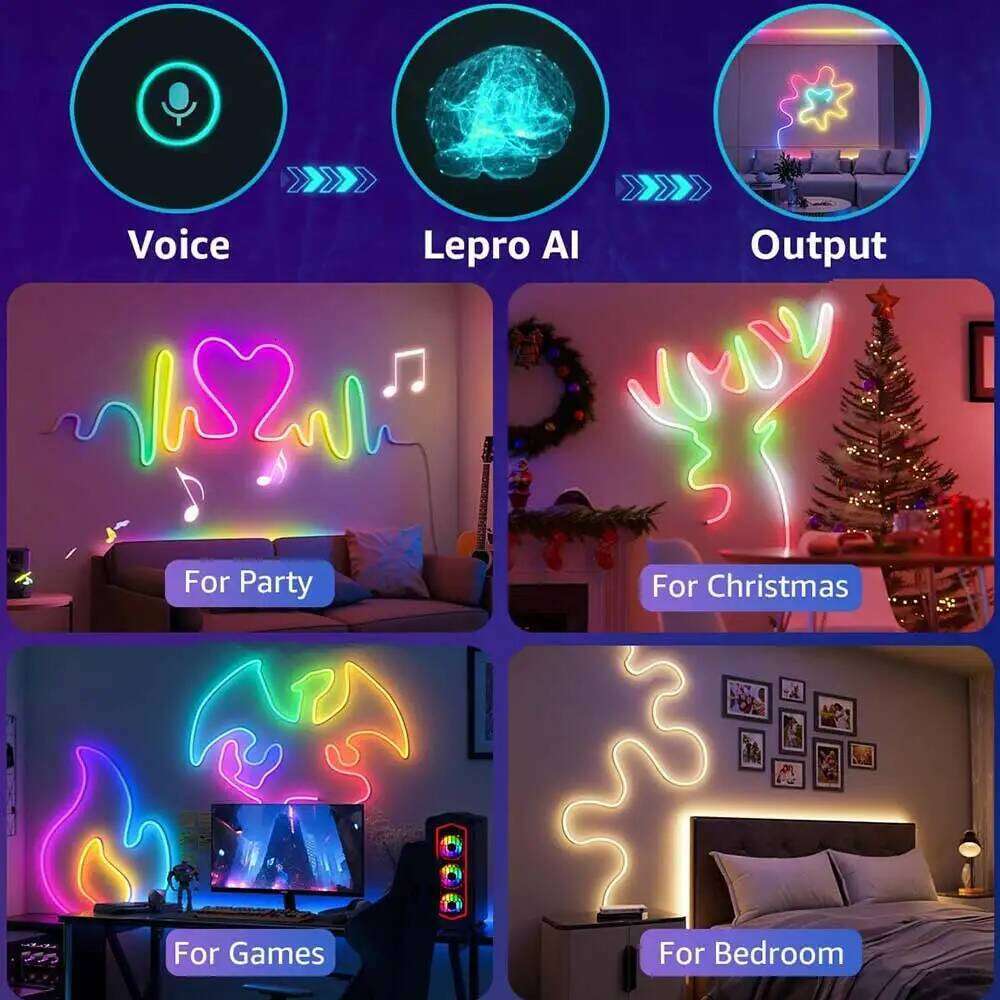 Light Bluetooth USB 5V Neon Strip Lights 1M-5M IP65 RGBIC Flex Ribbon Led Tape for Room Wall Decor Music Z260226