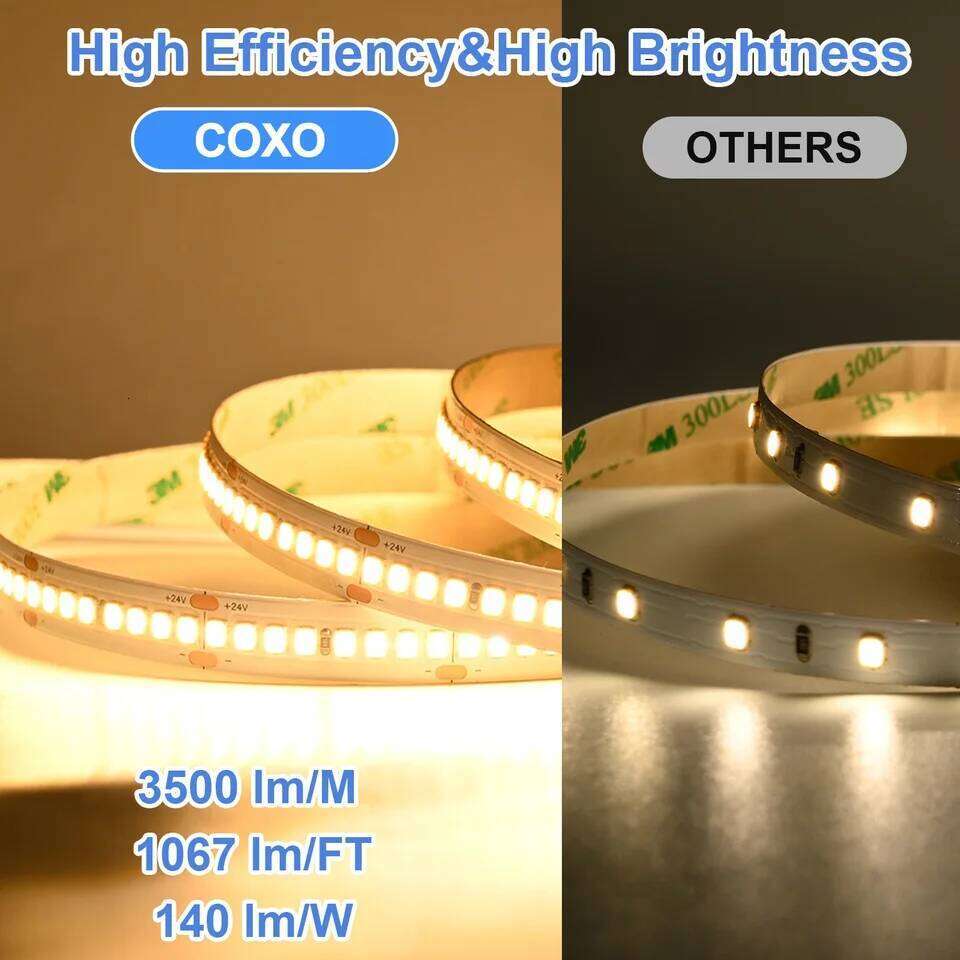 Super Bright 2835 Strip Lights 256 LEDs/m 16.4ft Flexible Tape Dimmable RA90 SMD2835 LED Lighting 3000K-6000K DC24V Z260226