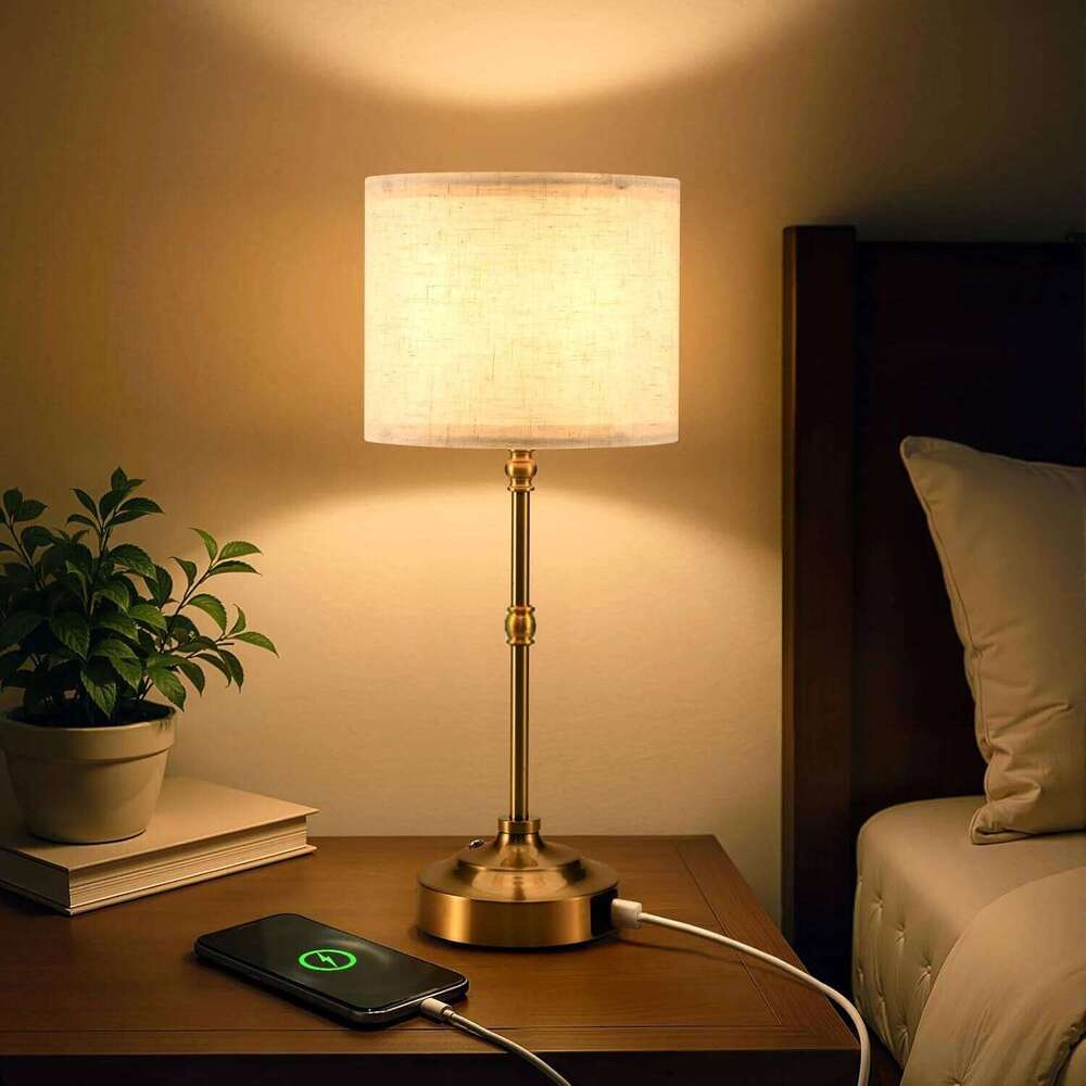Cordless Table Rechargeable Battery Lamp with 3-Level Dimmable Fabric Touch Bedside Lamps for Bedroom, Living Room Z260227