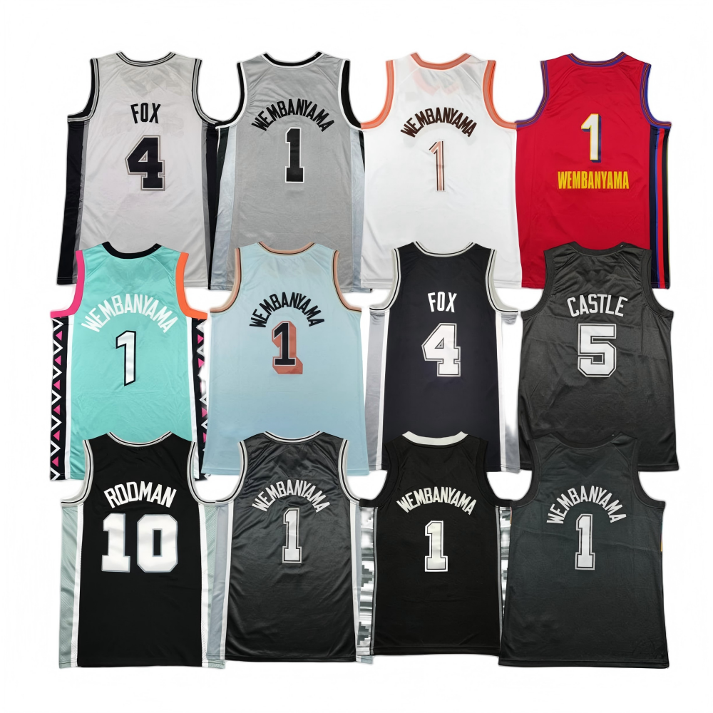 2026 Men's San Antonio 1# Wembanyama #4 De Aaron Fox Basketball Jersey Stitched Sports Shirt City Edition Fan Game Uniform