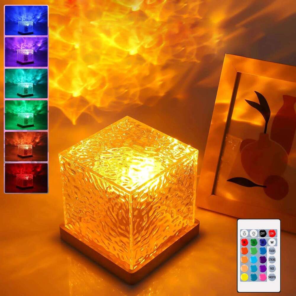 Northern Lights Ocean Projector 16 Colors Gradual Rotating Flame Water Lamp Wave LED Night Light with Remote Control Z260227